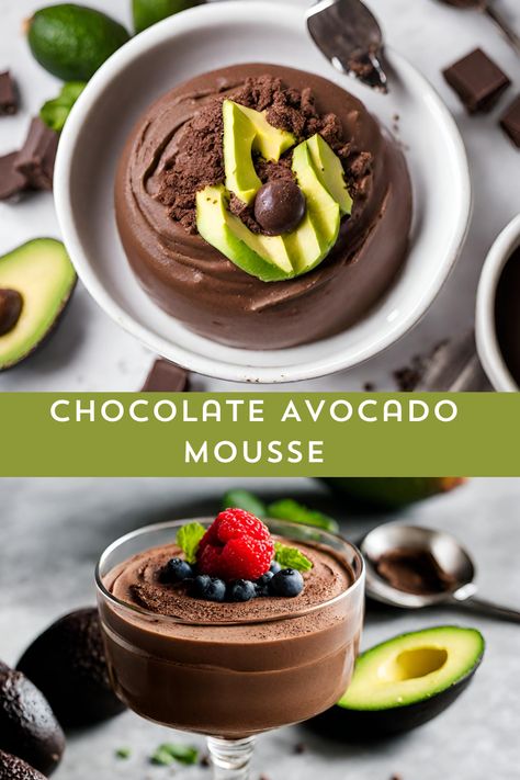 Experience guilt-free decadence with our Chocolate Avocado Mousse! Creamy avocados blend seamlessly with rich cocoa, creating a luscious, dairy-free dessert. Indulge in this health-conscious treat that's as easy to make as it is delicious. Your taste buds won't believe it's avocado! 🥑🍫 #HealthyDessert #AvocadoMousse #ChocolateIndulgence #myskinnyrecipes Essen, Avocado Mousse Recipe, Avocado Recipes Dessert, Chocolate Avocado Mousse, Healthy Chocolate Mousse, Vegan Chocolate Mousse, Avocado Dessert, Avocado Mousse, Avocado Chocolate Mousse