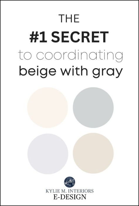 Cream Paint With Gray Undertones, Gray And Beige Dining Room, Grey And Taupe Kitchen, Grey And Cream Colour Palette, Greige And White Bathroom, Taupe Walls White Trim, Grey Kitchen Beige Walls, Beige Grey Bathroom Ideas, Decorating With Greige Walls