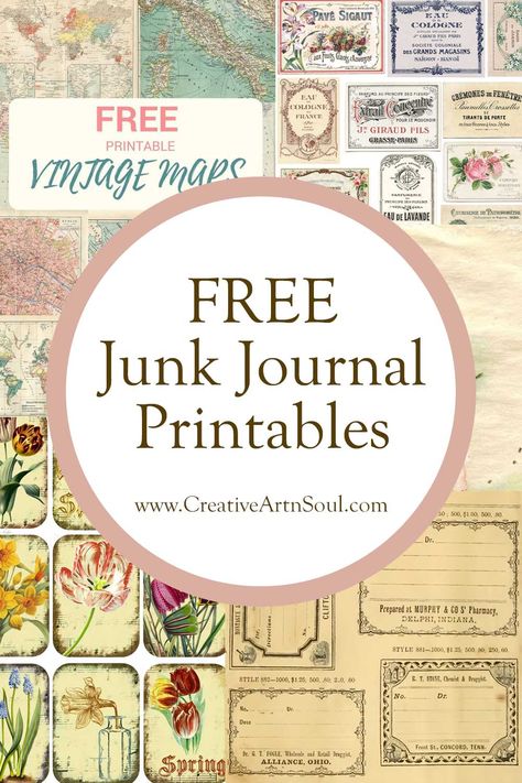 Find an ever-growing list of links to free junk journal printables just waiting for you to download and use in your own journals. Art Journal Techniques, Free Junk Journal Printables, Free Junk Journal, Junk Journal Printables, Bookbinding Tutorial, Creative Tutorials, Diy Journal Books, Free Printable Art, Free Art Prints