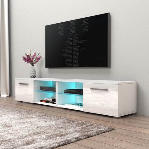 Tv Stand Lights, Tv Showcase Design, Simple Tv Stand, Tv Showcase, Tv Stand With Led Lights, Modern Tv Unit Designs, Glass Tv Stand, Simple Tv, Grey Tv Stand