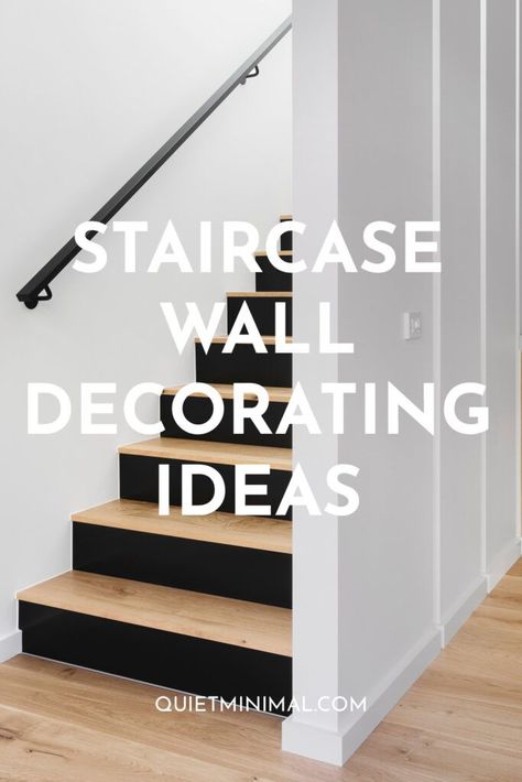 staircase wall decorating ideas Minimalist Staircase Decor, Simple Stair Wall Decor, Minimalist Stair Wall Decor, Stairwell Wall Lighting Ideas, Stairs Wall Decor Ideas Stairways, Staircase Wall Decor Minimalist, Staircase Lighting Ideas Wall, Stair Hallway Decor Ideas, Staircase Design Modern Stair Walls