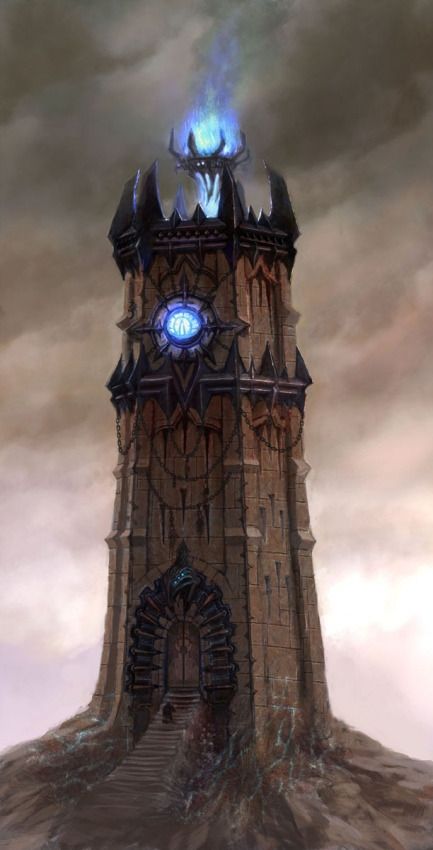 Some who move to the Red Wastes are trying to get away, for they fear prying eyes. Evil Tower, Creation Art, Fantasy Castle, Fantasy City, Fantasy Places, Fantasy Setting, Fantasy Map, Art Et Illustration, Fantasy Concept Art