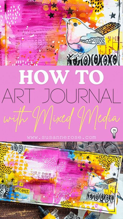 Learn how easy it is to create layers and texture in your art journal using stamps and stencils. Dive into gorgeous ideas for art making. Jump over and watch the full video! Layered Journal Pages, Art Journal Mixed Media, Art Journal Inspiration Ideas Creative, Art Journaling For Beginners, Art Journaling Ideas, Paint Lessons, Diy Journaling, Ideas For Art, Acrylic Background