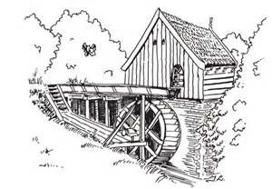 Watermill Drawing, Water Mill Drawing, Disney Planes, Downtown Raleigh, Detailed Coloring Pages, Water Mill, Water Wheel, Cultural Events, Surf Art