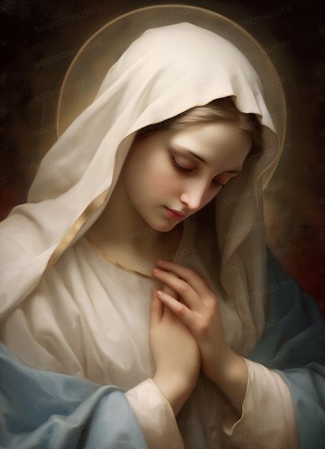 SacreCreazioniShop - Etsy Illustration Spiritual, Rosary Prayers, Mary Jesus Mother, Mother Mary Pictures, مريم العذراء, Virgin Mary Art, Jesus Mother, Mother Mary Images, Jesus Christ Artwork