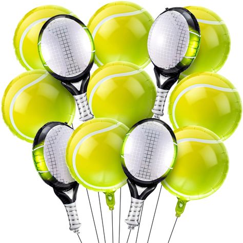 PRICES MAY VARY. Package Included: with our package of 12 tennis themed balloons including 8 tennis balloons and 4 tennis racket balloons; Our tennis balloons have attractive designs and are suitable for a tennis club, championship, birthday party, tennis parties, sports themed events and so on Reliable Material: these tennis party balloons are made of foil material, safe and not easy to break, ensuring durability and longevity; They not only provide a fun and sporty touch to your party, but als Ball Balloons, Tennis Cake, Tennis Party Decorations, Tennis Party, Sports Tennis, Themed Drinks, Sport Tennis, Birthday Supplies, Tennis Racquet