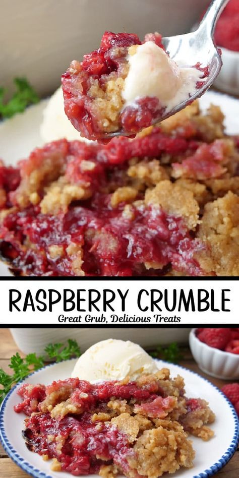 Raspberry Crumble is a quick and easy-to-make raspberry dessert recipe that is perfect for family get-togethers, gathering with friends, a potluck, or a midday snack. Raspberry Crisp Recipe Pioneer Woman, Pie, Raspberry Crumble Bars Recipes, Raspberry Crisp Pioneer Woman, Recipes For Raspberries Desserts, Desserts To Make With Raspberries, Raspberry Baking Ideas, Fresh Picked Raspberry Recipes, Recipes Using Raspberry Preserves