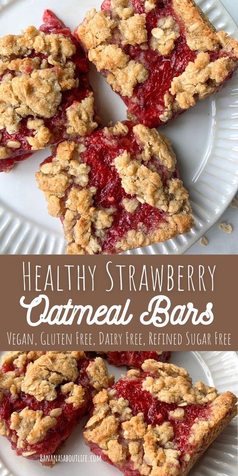 Oatmeal Bars Gluten Free, Bars Gluten Free, Strawberry Oatmeal Bars, Strawberry Oatmeal, Healthy Strawberry, Oatmeal Bars, Snacks Saludables, Gluten Free Dairy Free Recipes, Dairy Free Dessert