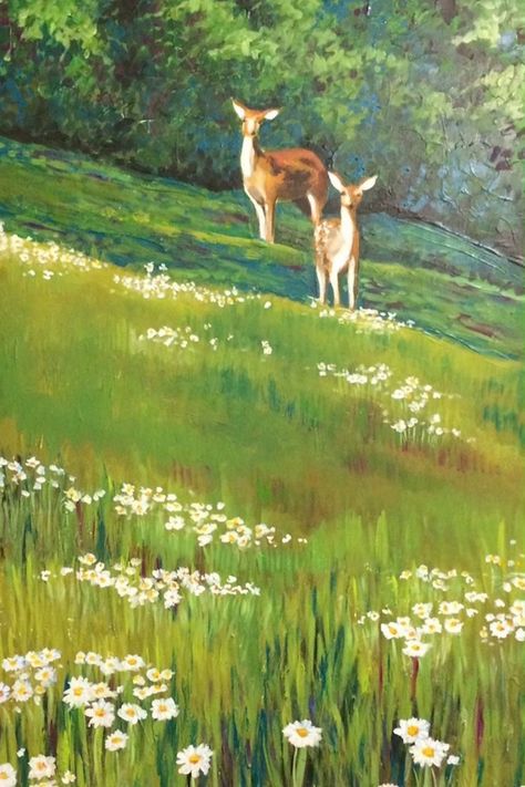 Croquis, Animal Paintings Acrylic, Acrilic Paintings, Deer Painting, Painting Idea, Landscape Art Painting, Art Inspiration Painting, Painting Wallpaper, Dreamy Art