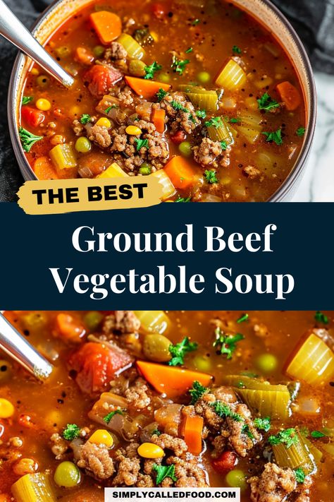 Ground Meat Soup, Ground Beef Vegetable Soup Recipe, Ground Beef Vegetable Soup, Beef Vegetable Soup Recipe, Ground Beef Stew Recipes, Beef Veggie Soup, Sausage Vegetable Soup, Beef Recipes Easy Dinners, Beef Bowl Recipe