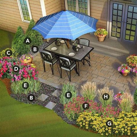 Landscaping Around Patio, Small Backyard Garden Design, Design Per Patio, Cement Patio, Backyard Chicken Coop Plans, Yard Ideas Cheap, Backyard Entertaining, Small Backyard Gardens, Flower Garden Design