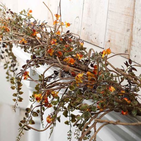 Primitive Autumn, Twig Garland, Bittersweet Vine, Grapevine Garland, Woodland Home Decor, Vintage Fall Decor, Mantle Garland, Fall Mantle, Primitive Fall