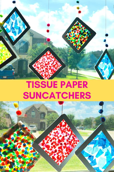 Tissue Paper Crafts, Therapeutic Arts And Crafts, Kunst For Barn, School Age Crafts, Sun Crafts, Summer Arts And Crafts, Window Crafts, Preschool Craft, Summer Camp Crafts