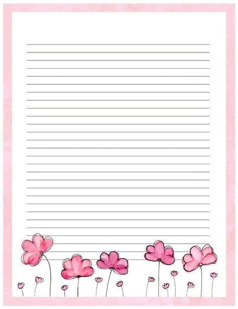 Love flowers? Check out all of these free floral stationery printables! There are many different letter paper printables to choose from. There are many lined paper printables and one unlined. Use these for note paper templates, paper for writing to your pen pals, or for journaling. The watercolor flowers are so pretty-especially the pink and purple ones! Lined Paper Design, Pretty Lined Paper, Free Printable Note Paper, Pink Letter Paper, Note Book Template Free Printable, Writing Paper Printable Stationery Free, Love Letter Template Printables, Free Writing Paper Printables, Free Printable Lined Stationary Paper