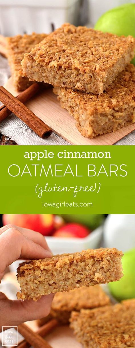 Apple Cinnamon Oatmeal Bars, Cinnamon Oatmeal Bars, Oatmeal Bars Healthy, Baked Apple Recipes, Apple Cinnamon Oatmeal, What Is Healthy Food, Breakfast Oatmeal, Breakfast Oatmeal Recipes, Gluten Free Breakfast