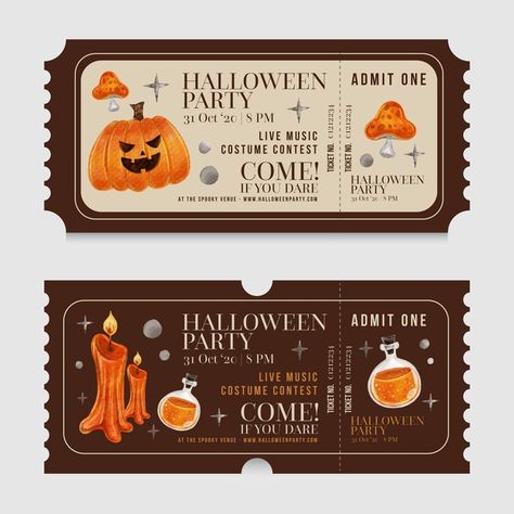 Graphic Design Posters, Ticket Collection, Halloween Template, Party Tickets, Ticket Design, About Halloween, Design Reference, Grafik Design, Graphic Design Inspiration