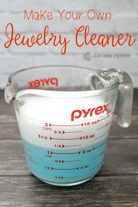 Make Your Own DIY Jewelry Cleaner - Down Home Inspiration Diy Jewelry Cleaner, Homemade Jewelry Cleaner, Jewelry Cleaner Diy, Clean Baking Pans, Cleaning Painted Walls, Glass Cooktop, Deep Cleaning Tips, Diy Cleaners, Make Your Own Jewelry