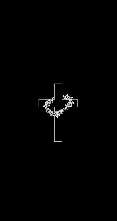 Download Black Cross With Garland Wallpaper | Wallpapers.com Simple Cross Wallpaper Iphone, Cross Asethic Wallpaper, Wallpaper Backgrounds Cross, Christian Wallpers Cross, Christian Cross Wallpaper Aesthetic, Iphone Christian Wallpaper Aesthetic Dark, Christian Wallpers Black, Christian Gym Wallpaper, Wallpaper With Cross