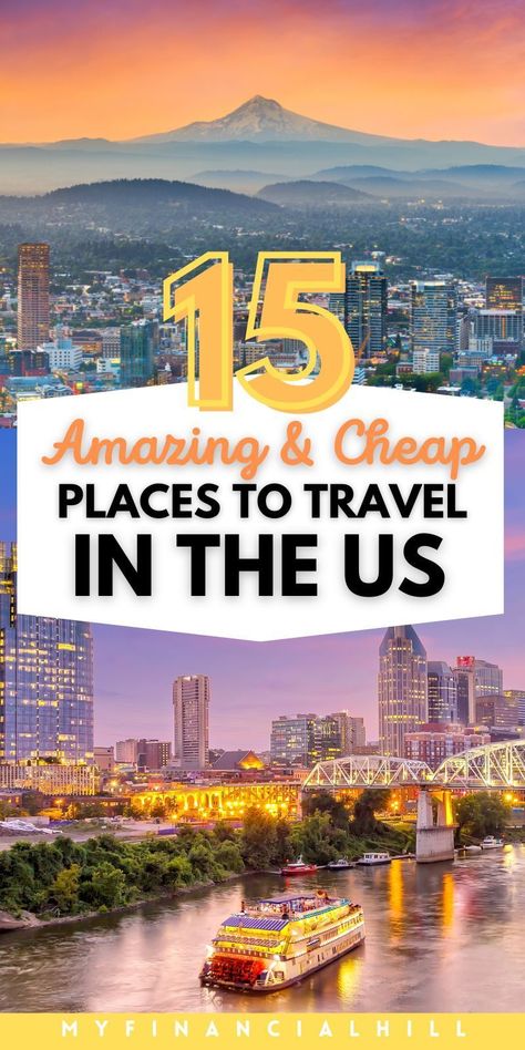 Explore the U.S. without spending a fortune! ✈ Check out our top 15 picks for cheap travel destinations that offer both value and excitement. From hidden gems to popular spots, these locations prove that traveling on a budget can still be fabulous. Get ready to pack your bags! #TravelOnABudget #USDestinations #EconomicalTravel Places To Travel On A Budget, Cheap Trips In The Us, Travel Aesthetic Usa, Cheap Travel Destinations In The Us, Traveling On A Budget, Cheap Places To Travel In The Us, Inexpensive Vacation Ideas, Cheap Destinations To Travel, Affordable Vacation Destinations