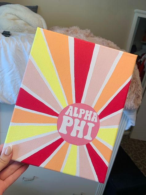 Tri Sigma Canvas Sorority Crafts, Alpha Chi Canvas Paintings, Canvas Art Sorority, Sorority Letter Painting Ideas, Sorority Poster Board Ideas, Alpha Chi Canvas Ideas, Easy Sorority Canvas Simple, Dz Canvas Painting, Canvas Sorority Ideas