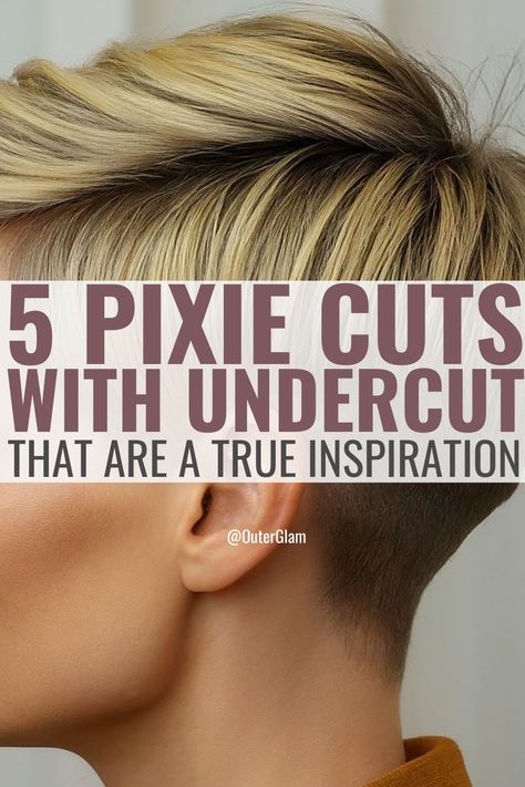 Whether you're considering a bold new look or simply seeking inspiration, these 5 pixie cuts with undercut are a true inspiration. If you're trying to find the perfect hairstyle that exudes confidence and style, this article is for you. Discover versatile pixie cuts that incorporate edgy undercuts, offering a blend of chic and daring flair. Short Womens Haircuts Shaved Sides, Undercut For Women Design, Pixie Haircut Faded Sides Women, Long Pixie With Shaved Sides, Women’s Short Haircut Shaved Sides, Longer Pixie Haircut With Undercut, Long Pixie Hairstyles With Undercut, Women’s Undercut Pixie, Disconnected Pixie Undercut