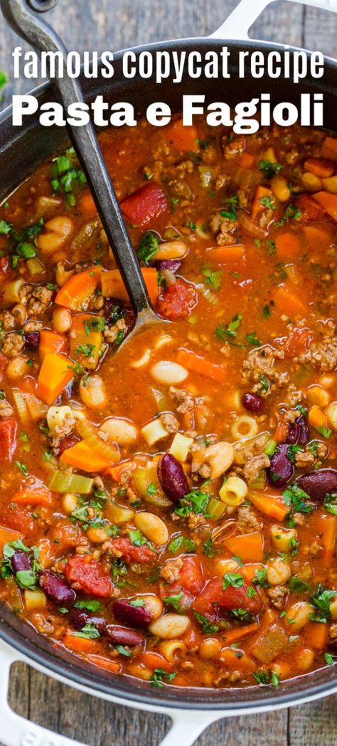 Try Pasta e Fagioli and you will be back for seconds. This Olive Garden copycat soup is loaded with delicious vegetables and protein - a true comfort food. Soup Recipes Fagioli, Viking Soup Recipe, Pasta Y Fagioli Soup, Olive Garden Soup Recipes Crockpot, Crockpot Pasta E Fagioli Soup, Olive Garden Fagioli Soup Crockpot, Italian Bean Soup Pasta E Fagioli, Italian Veggie Soup, Olive Gardens Pasta Fagioli