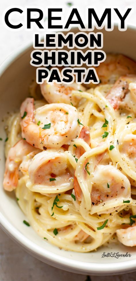 Essen, Creamy Lemon Shrimp, Shrimp Pasta Recipes Creamy, Shrimp Linguine Recipe, Lemon Shrimp Pasta, Shrimp Pasta Recipes Easy, Lemon Pasta Recipes, Creamy Shrimp Pasta, Linguine Recipes