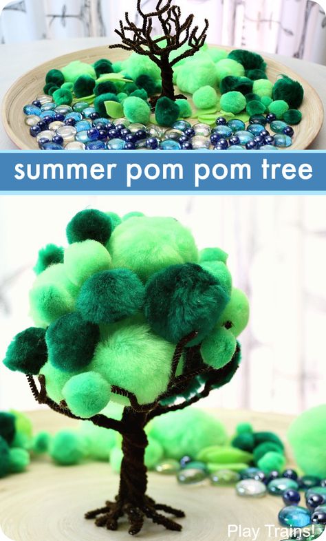 Summer Crafts, Pipe Cleaner Crafts, Pom Pom Tree, Fine Motor Activity, Pom Pom Crafts, Small World Play, Fine Motor Activities, Motor Activities, Tree Crafts