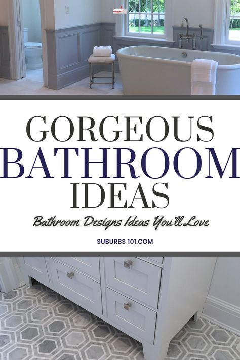 Looking for luxury bathroom ideas for your bathroom renovation? I have curated a collection of gorgeous bathroom design ideas that include nautical bathrooms, white bathrooms, classic white bathrooms and minimalist bathrooms—you will be inspired by these bathroom designs. You will get bathroom shower ideas, bathroom shower tile ideas, bathroom vanity ideas, and bathroom tile ideas, as well as bathroom remodel tips. I hope these bathroom design ideas inspire your bathroom renovation project. Bathroom Renovations Master, High Traffic Bathroom Ideas, Remodeled Guest Bathroom, Natural Element Bathroom, Bathroom Floorplan Ideas, Bathrooms With Vaulted Ceilings, Modern Chic Bathroom Ideas, Natural Bathroom Inspiration, Redoing Master Bath