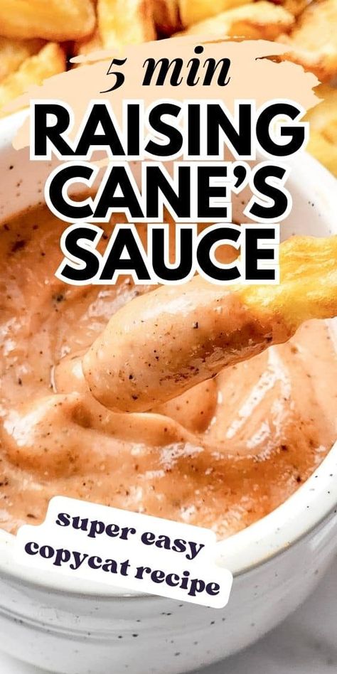 Creamy, tangy and loaded with flavor, this recipe for Copycat Raising Cane's Sauce is deliciously addictive. Whip up a batch and get ready for some serious dipping. 5 minutes and 6 Ingredients! Canes Sauce Recipe, Raising Cane Sauce Recipe, Canes Sauce, Canes Chicken, Roast Beef Sliders, Raising Canes, Homemade Honey Mustard, Copycat Restaurant Recipes, Sauce For Chicken