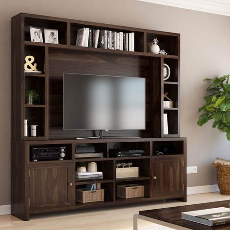 Small Living Room Ideas with TV [with Layout] Tv Shelf Design, Small Living Room Ideas With Tv, Tv Showcase Design, Tv Shelving, Tv Stand Bookshelf, Wood Tv Unit, Media Entertainment Center, Modern Tv Room, Wood Entertainment Center