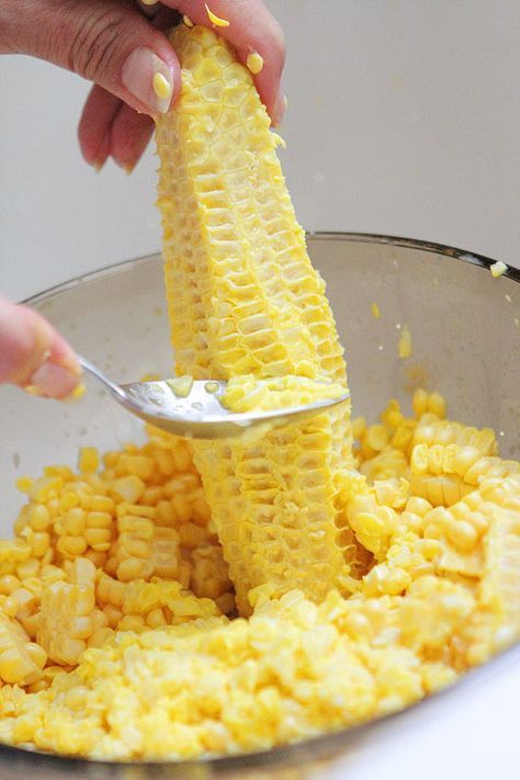 Southern Skillet Corn. I'd like to have a quarter for everytime I've had this dish. It's just one of those sides that you never get tired of. SOOOO DELICIOUS!!! Cream Corn Recipe With Fresh Corn, Creamed Corn From Fresh Corn, Fresh Cream Style Corn Recipe, Babes Chicken Corn Recipe, How To Make Fresh Cream Style Corn, Corn Off Cob Recipes, How To Cream Corn Off The Cob, Southern Creamed Corn Recipe, Southern Skillet Corn