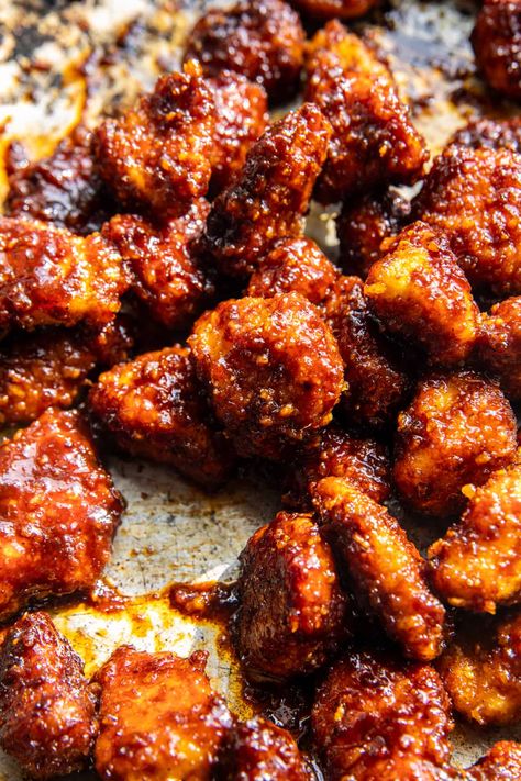 Baked Korean Popcorn Chicken, Sheet Pan Korean Popcorn Chicken, Asian Inspired Dinner Recipes, Korean Stuffed Peppers, Korean Bbq Chicken Bowl, Korean Popcorn Chicken, Weeknight Dinner Ideas For Two, Quick Dinner Ideas Chicken, Chicken Canapes