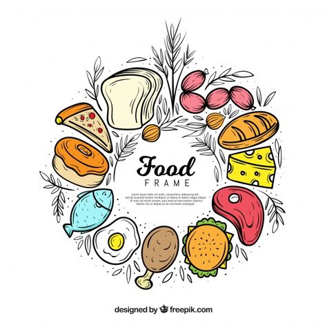 Food Border Design Drawing, Nutrition Project Cover Page Ideas, Food Design Drawing, Food Page Logo, Food Borders And Frames, Food Logo Aesthetic, Food Items Drawing, Food Border Design, Food Logo Design Ideas