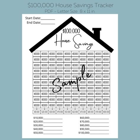 Excited to share this item from my #etsy shop: 100k House Savings Tracker, Printable, Savings Goal, New House Tracker, 100,000 House Tracker Planner Organisation, House Savings Plan, House Savings Tracker, House Savings, Savings Tracker Printable, Saving Money Chart, Savings Chart, Dot Journal, Money Chart