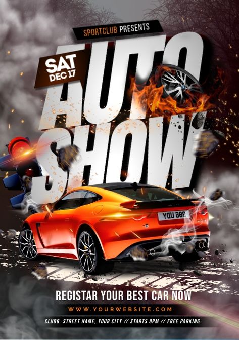 Car Show Flyer, Flyer Car, Free Flyer Design, Charity Poster, Place Cards Template, Show Flyer, Nfl Football Wallpaper, T Shirt Logo Design, Shirt Logo Design