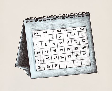 Hand-drawn blue desk calendar illustration | free image by rawpixel.com Amigurumi Patterns, Calendar Sketch, Desk Calendar Illustration, Diy Birth Announcement, Hospital Cartoon, Calendar Logo, Calendar Doodles, Calendar Illustration, Blue Calendar