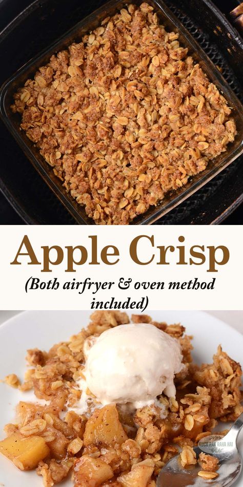 Apple Crisp (Air fryer or Oven) Apple Crisp Recipe Air Fryer, Healthy Apple Crisp Air Fryer, Granny Smith Apple Air Fryer, Apple Pie In Air Fryer, Dessert In Air Fryer Recipe, Air Fry Apple Crisp, Healthy Air Fryer Apple Crisp, Apple Crisp In Air Fryer, Airfryer Apple Crisp