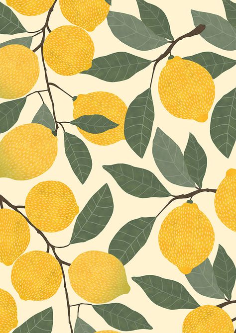 High Quality Images For Printing, Floral Fabric Pattern, Lemon Patterns, 패턴 배경화면, Soyut Sanat Tabloları, Seni Cat Air, A Wallpaper, Art Et Illustration, Lemon Tree