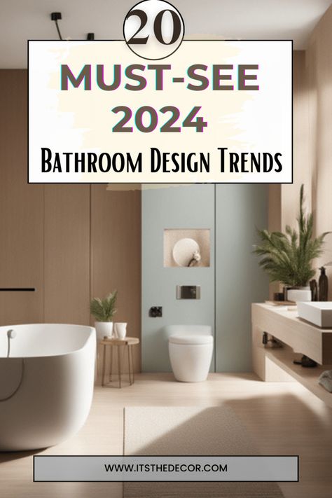 Must-See 2024 Bathroom Design Trends and Ideas You'll Adore - It's The Decor Stylish Bathrooms Modern, Modern Small Bathrooms Apartment, Eco Friendly Bathroom Design, Smart Bathroom Design Ideas, Bathrooms Ideas 2024, Small Luxury Bathroom Ideas Modern, Owner Bathroom Ideas, New Bathroom Designs 2024, Bathroom Decor Ideas 2024