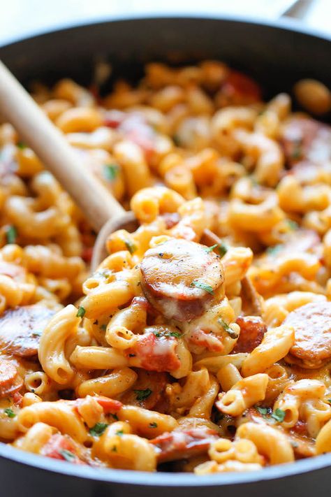 Sausage Skillet Pasta, Andouille Sausage Pasta, Sausage Skillet Recipe, Andouille Sausage Recipes, Sausage Skillet, Comfort Pasta, Sausage Dinner, Sausage Pasta Recipes, Skillet Pasta