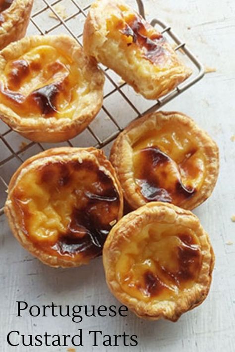 Pastel, Tarts With Puff Pastry, Portuguese Custard Tart Recipe, Flaky Pastry Recipe, Natas Recipe, Portuguese Custard Tarts, Portuguese Tarts, Portuguese Dessert Recipes, Custard Tarts Recipe