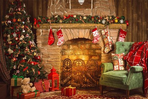 Create your own little fireplace for christmas winter evening using candles to give a warm feeling with a beautiful christmas décor. Classic Christmas Music, Beautiful Christmas Scenes, Christmas Photography Backdrops, Christmas Shower Curtains, Christmas Shower, Christmas Backdrops, Easy Christmas Gifts, Diy Snowman, Christmas Interiors