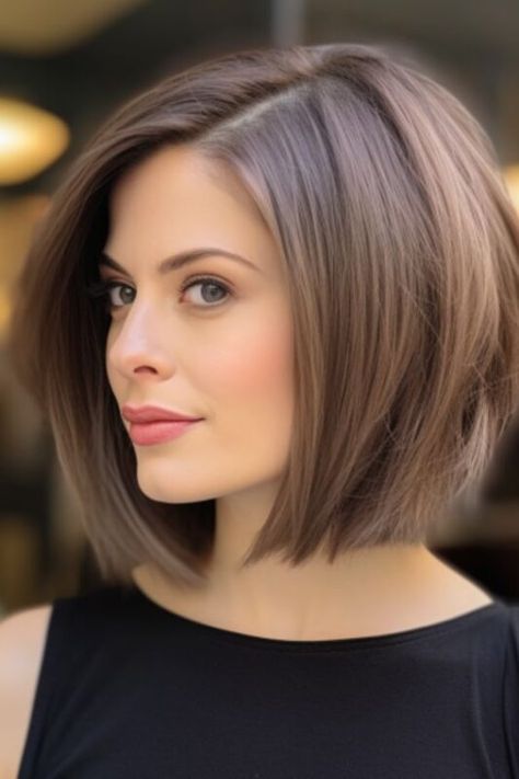 Chic Haircuts for Women: Short to Medium Styles, Layers & Texture Medium Bob Thick Hair Shoulder Length, Haircut For Thick Medium Length Hair, Shoulder Length Hair Lob, Straight Hair Layered Bob, Medium Bob Fine Hair, Bob Thick Hair Straight, Angled Bob Hairstyles For Fine Hair, Bob Haircuts For Women Thick Hair, Straight Hair Bob Haircut