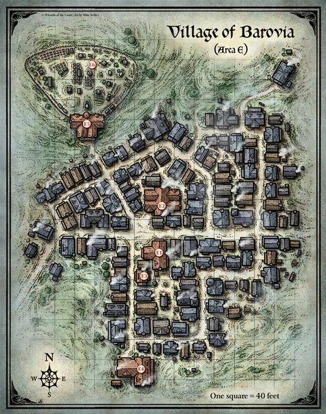 Curse of Strahd; Village of Barovia; (Digital DM & Player Versions) Village Of Barovia, Curse Of Strahd, Fantasy City Map, Village Map, Dnd World Map, Fantasy Town, Fantasy World Map, Tabletop Rpg Maps, Rpg Maps