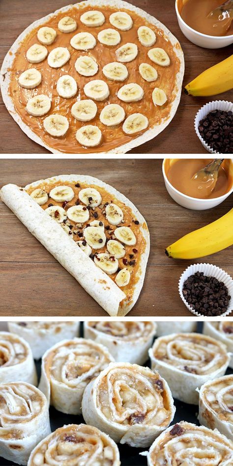 No Dairy, Banana Roll Ups, Banana Fudge, Banana Roll, Easy Snacks For Kids, Family Snacks, Quick Healthy Snacks, Healthy Sweet Snacks, Snacks To Make