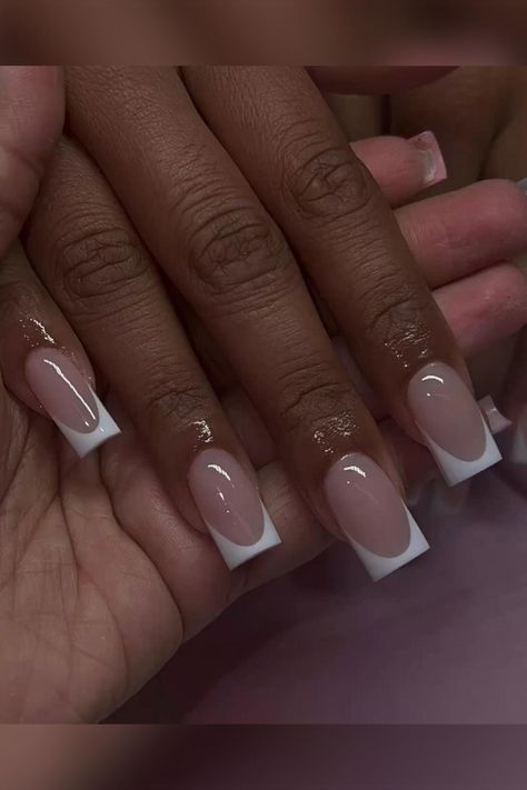 French Tip Acrylic Nails For Wedding, Cute Classy French Tip Nails, Short Long Nails Ideas, French Tip Gel X Nails Short, Small Acrylic French Tip Nails, Short Acrylic Nails Designs Classy, Birthday Nails Short Squoval, Acrylic Square French Tip Nails, Classy Short French Nails