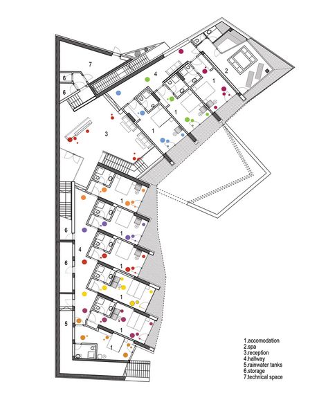 Gallery - Hotel Atra Doftana / TECON Architects - 22 Hotel Project Architecture, Hotel Room Plan, Hotel Room Design Plan, Hotel Design Architecture, Hotel Floor Plan, Hotel Floor, Hotel Plan, Plans Architecture, Architectural Floor Plans