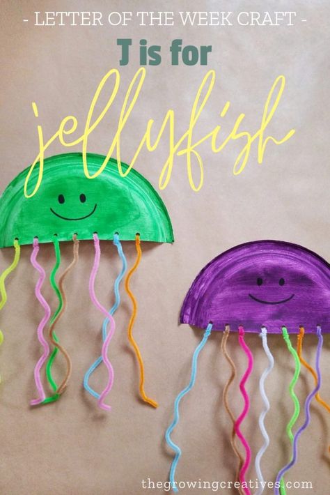 Letter J Crafts, Aktiviti Tadika, Babysitting Crafts, Aktiviti Kanak-kanak, Jellyfish Craft, K Crafts, Toddler Arts And Crafts, Preschool Arts And Crafts, Daycare Activities