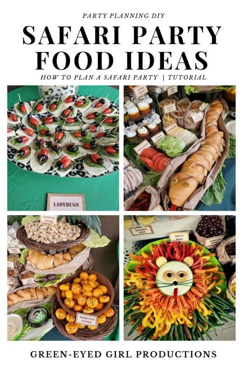 Safari Party Food Ideas - A Cotton Kandi Life Jungle Theme Food, Safari Party Food Ideas, Safari Party Food, Safari Birthday Party Food, Jungle Party Food, Safari Party Foods, Jungle Food, Safari Food, Theme Party Ideas